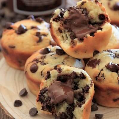 Recette Muffins pépites de chocolat & cœur pâte à tartiner