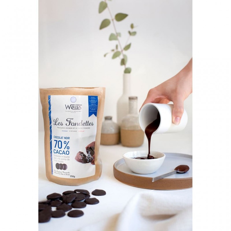 Chocolat noir à pâtisser - Packaging fermé - Pastilles chocolat noir - Chocolat noir fondu
