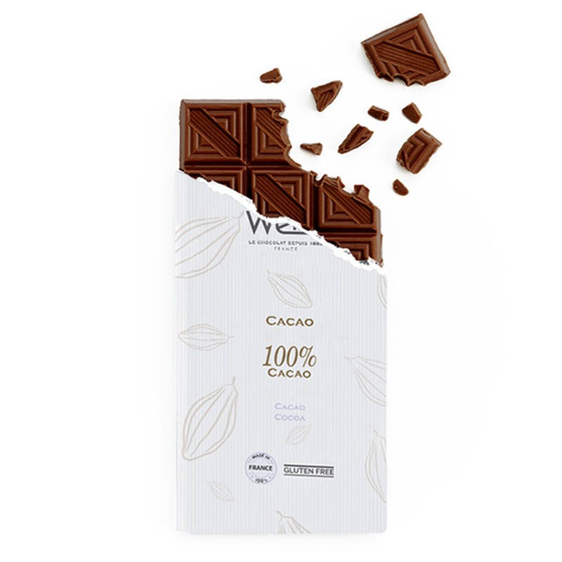 Tablette de chocolat-Chocolat croqué-Chocolat noir-Chocolat noir 100% Cacao-Chocolat noir le plus fort