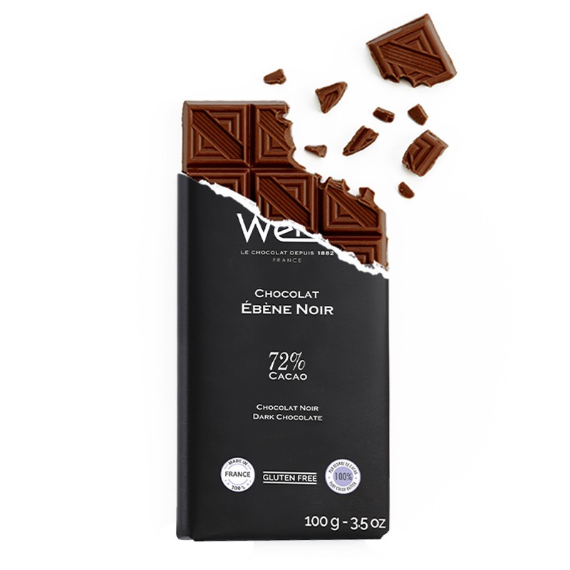 Tablette de chocolat-Chocolat croqué-Chocolat noir-Ebène