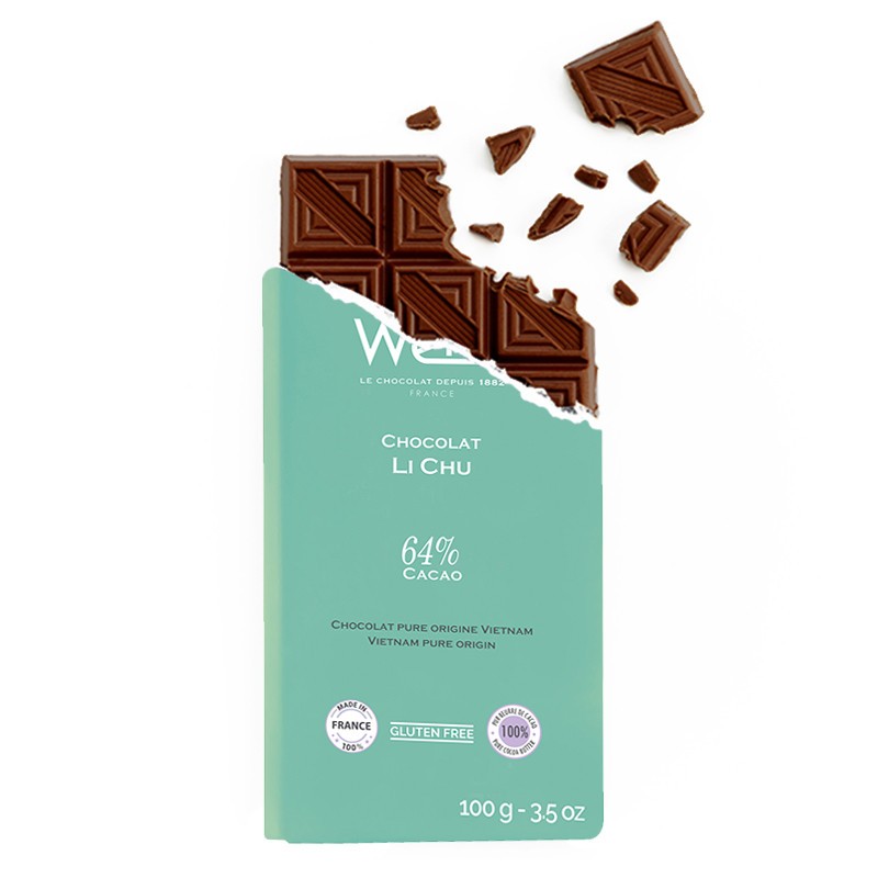Tablette de chocolat-Chocolat croqué-Chocolat noir-Pure origine- Vietnam-Li chu-Bio-Equitable