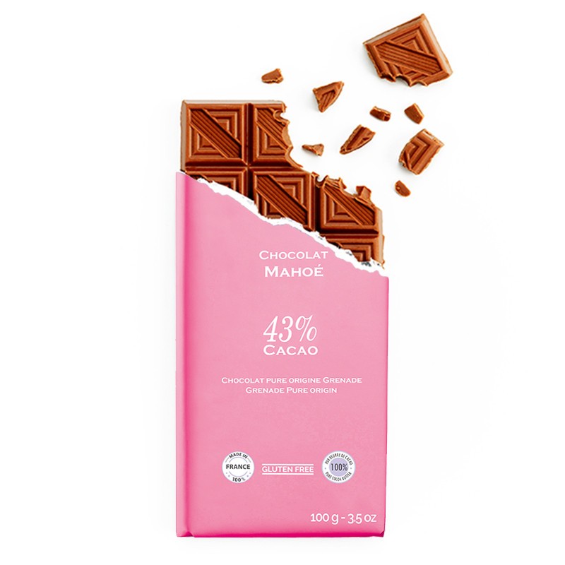 Tablette de chocolat-Chocolat croqué-Chocolat Lait-Pure Origine-Mahoë