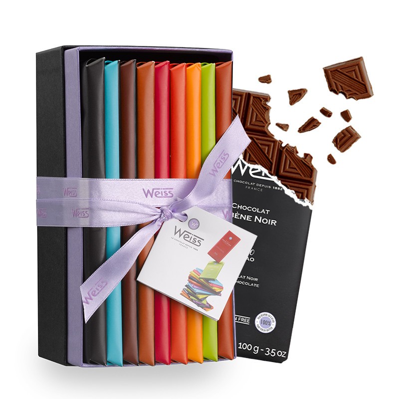 Tablette de chocolat-Gamme de Tablette-Chocolat à Offrir-Coffret à Offrir-Chocolat Lait-Chocolat Noir-Chocolat Blanc