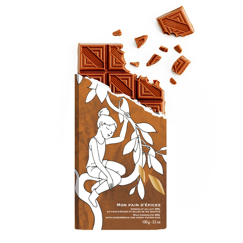 Tablette de chocolat - chocolat pain d'épice - chocolat édition limitée - chocolat croquer - Lucie Albon - chocolat de Noël