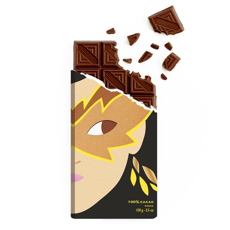 Tablette de chocolat - Chocolat noir - Chocolat 100% cacao -chocolat croqué -chocolat de Noël - Chocolat à offrir- Lucie Albon