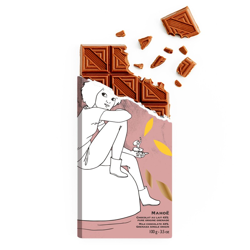 Tablette de chocolat - chocolat lait - Mahoë - chocolat édition limitée - chocolat croquer - Lucie Albon - chocolat de Noël