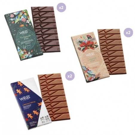 Pack Cadeaux de Table - 6 Tablettes de chocolat de Noël