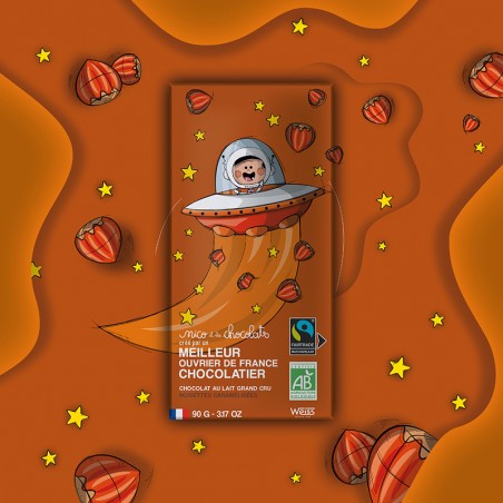Tablette de Chocolat au Lait 42% - Noisettes Caramélisées - Bio - 90g