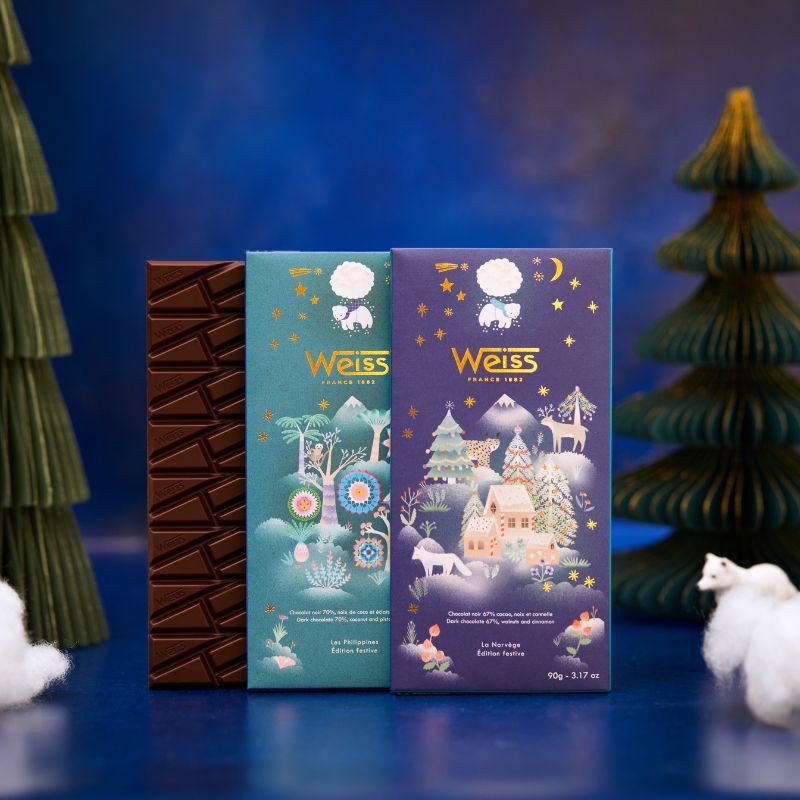 Tablette de chocolat noir 67% - Noix & Cannelle de Noël - 90g
