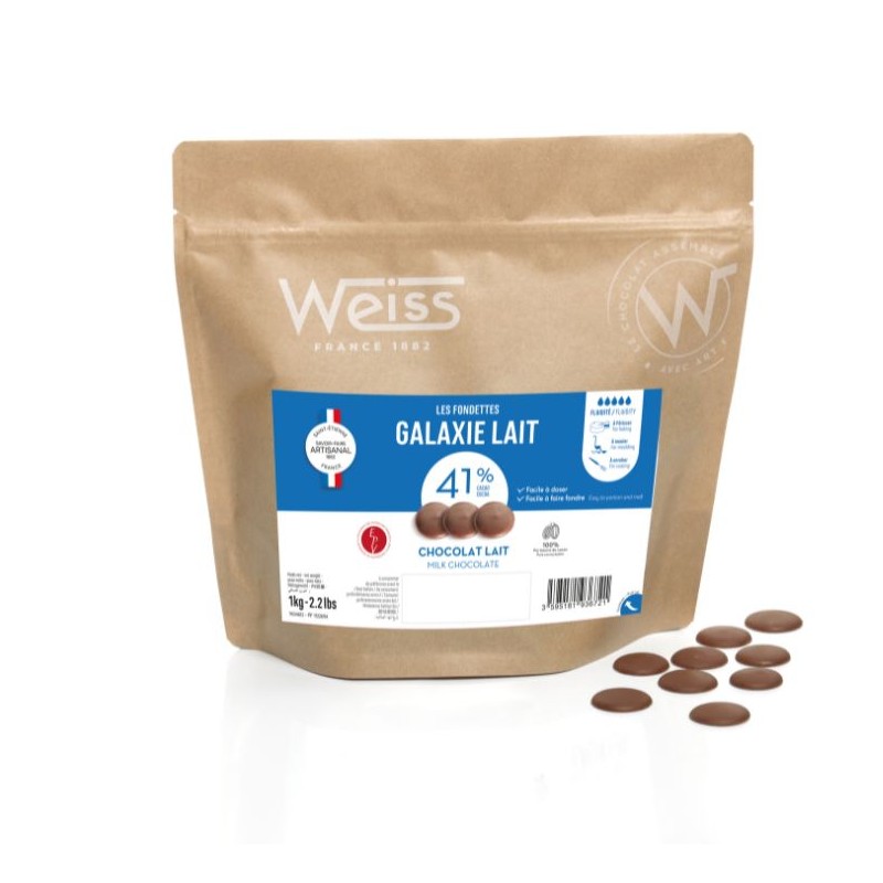 Chocolat à pâtisser - Lait Galaxie 41% - 1kg Chocolat à pâtisser - Lait Galaxie 41% - 1kg