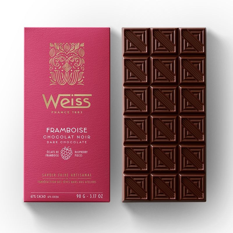 Tablette de chocolat Noir 67% - Framboise - 90g Tablette de chocolat Noir 67% - Framboise - 90g