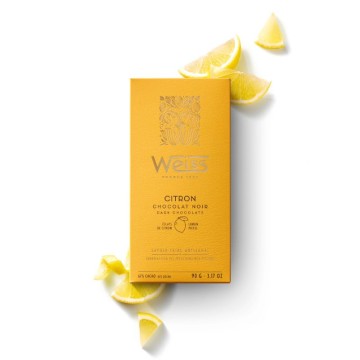 Tablette de chocolat noir - Éclats de citron 67% - 90g