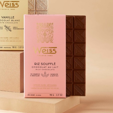 Tablette de Chocolat Lait 41% - Riz Soufflé - 90g Tablette de Chocolat Lait 41% - Riz Soufflé - 90g