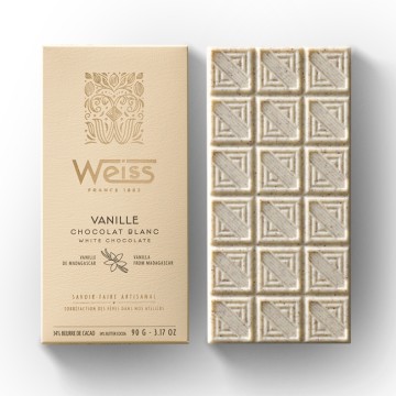 Tablette de chocolat Blanc 34% - Vanille - 90g