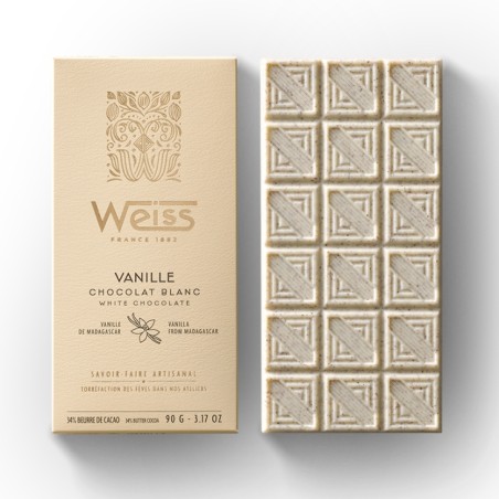 Tablette de chocolat Blanc 34% - Vanille - 90g