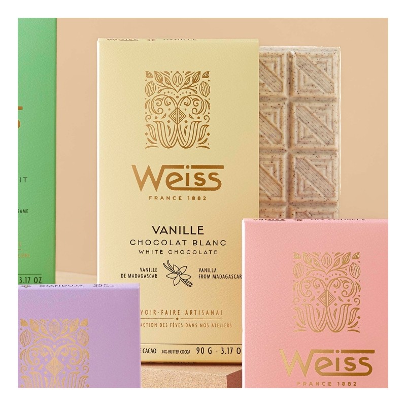 Tablette de chocolat Blanc 34% - Vanille - 90g