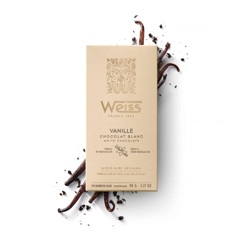 Tablette de chocolat Blanc 34% - Vanille - 90g