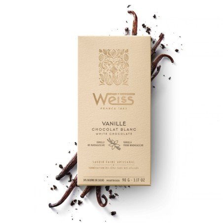 Tablette de chocolat Blanc 34% - Vanille - 90g