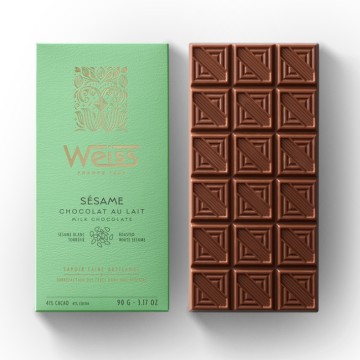 Tablette de chocolat Lait 41% - Sésame - 90g