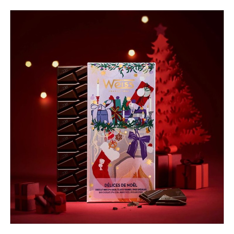 Tablette de chocolat Noir 67% - Orange & Spéculoos Noël - 90g Tablette de chocolat Noir 67% - Orange & Spéculoos Noël - 90g