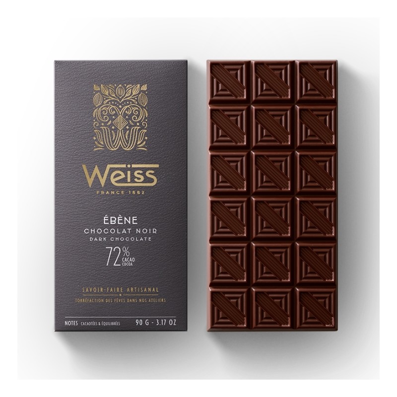 Tablette de chocolat Noir - Ebène 72% - 90g