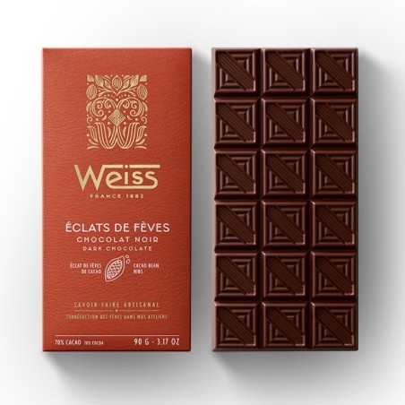 Tablette de chocolat Noir - Éclats de Fève 70% - 90g