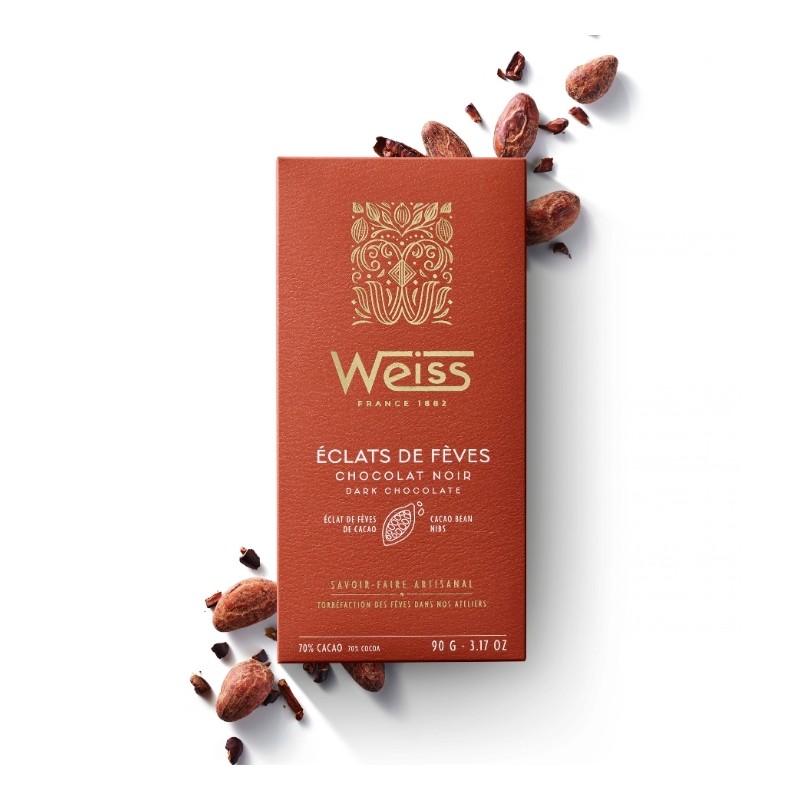 Tablette de chocolat Noir - Éclats de Fève 70% - 90g