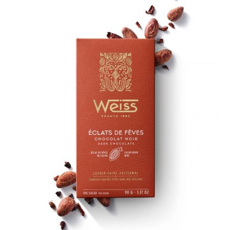 Tablette de chocolat Noir - Éclats de Fève 70% - 90g