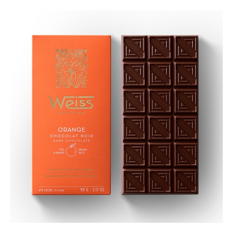 Tablette de chocolat Noir Orange 67% - 90g