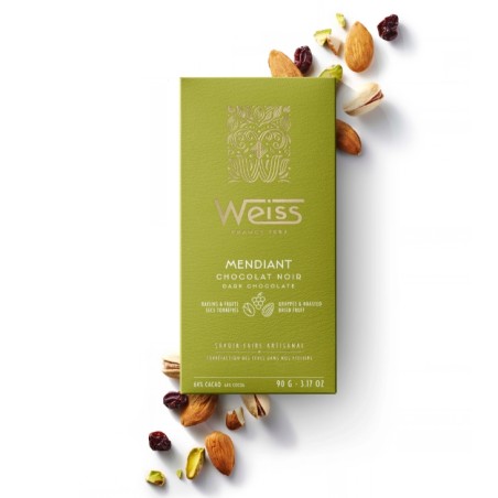 Tablette de chocolat Mendiant Noir 64% - 90g Tablette de chocolat Mendiant Noir 64% - 90g