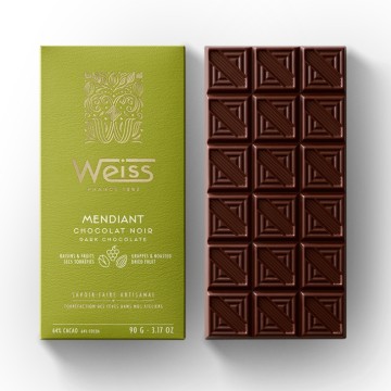 Tablette de chocolat Mendiant Noir 64% - 90g