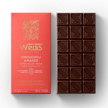 Tablette de chocolat Noir 72% - Chouchou Amandes - 90g