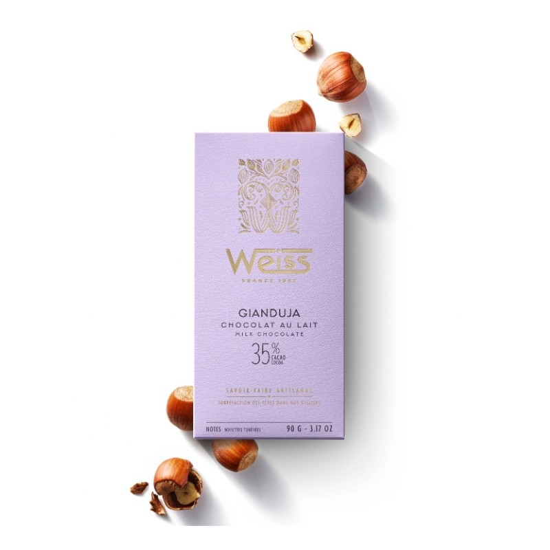Tablette de chocolat au Lait 35% - Gianduja - 90g