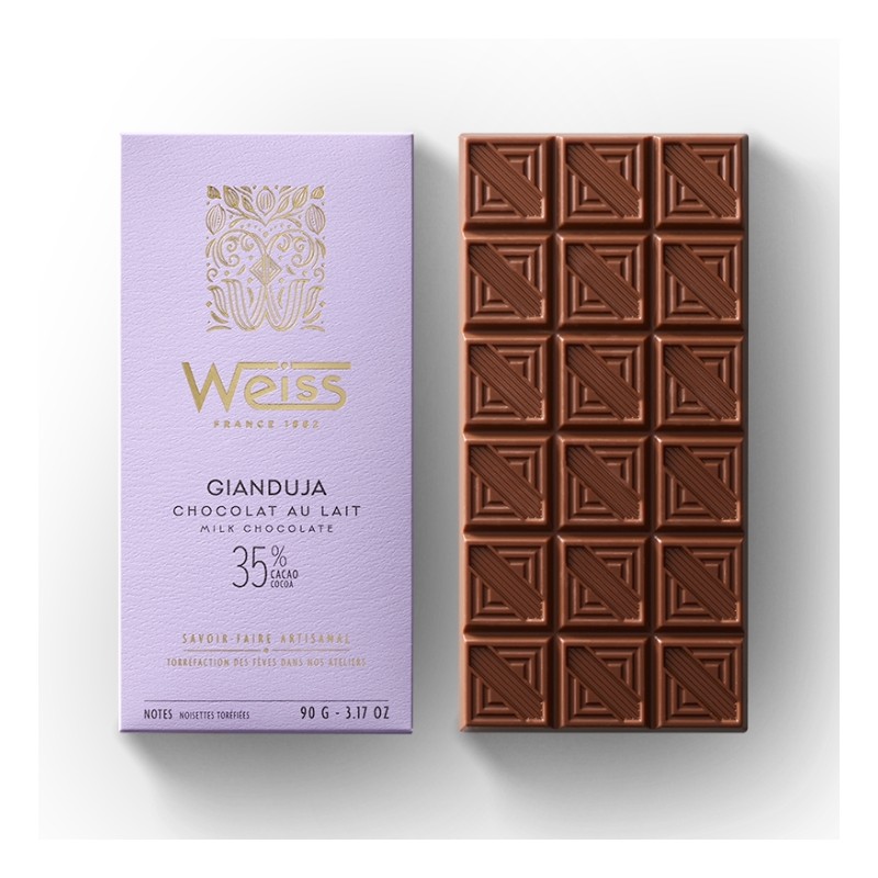 Tablette de chocolat au Lait 35% - Gianduja - 90g