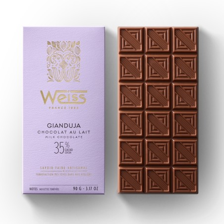 Tablette de chocolat au Lait 35% - Gianduja - 90g